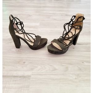 Olive Green Summer Suede Sandals